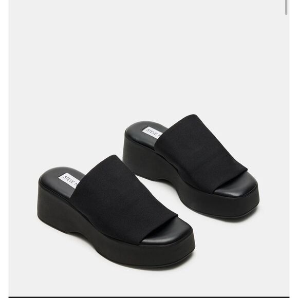Steve Madden Shoes - Steve Madden VTG 90’s Slinky Sandal Platform Shoe Size 8 Black Stretch Y2K